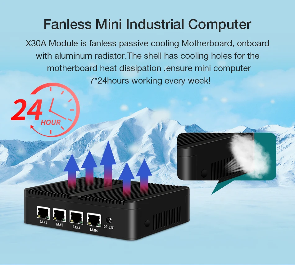 Безвентиляторный мини ПК pFsense Windows Celeron J1900 N2810 Четырехъядерный 4 гигабитный LAN
