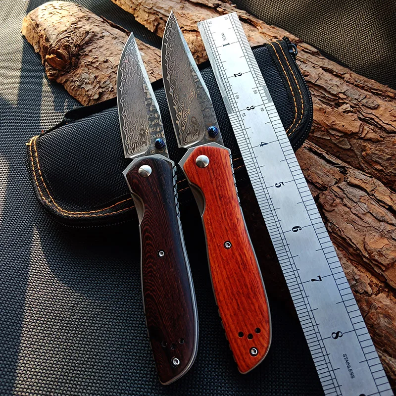 ZT0640 Складной нож Тактический нож дамасское лезвие деревянная ручка шарикоподшипник Походный нож для выживания подарок OEM ручные инструменты