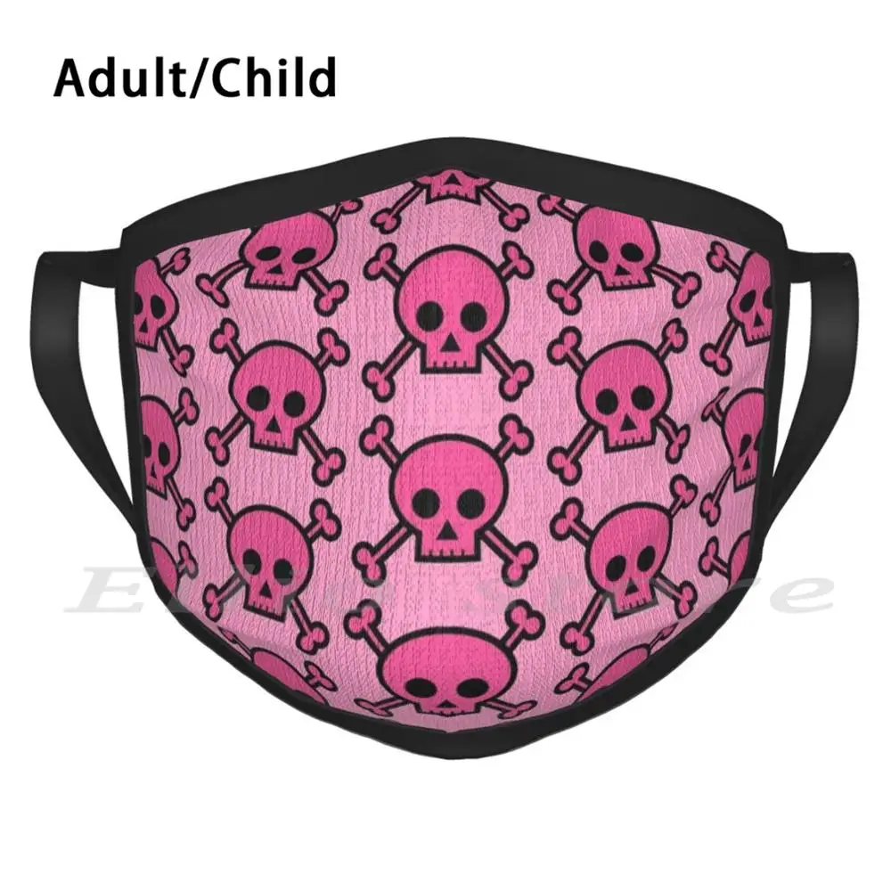 

Шарф многоразовый с забавным принтом для девочек, теплая маска розового цвета с черепами в стиле панк-рок, милый рисунок черепа
