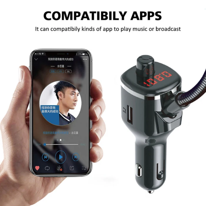 3 зарядных порта USB для автомобиля Bluetooth 5,0 громкой связи Bluetooth приемник атмосфер светильник MP3 плеер 5V 2.1A VH99