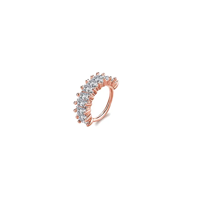 Nose Piercing Hoop Ring Hinged Segment Zircon Septum Piercing Opal Ear Cartilage Tragus Helix Lip Nariz Pircing Cuff Goth Hoop style6-rosegold