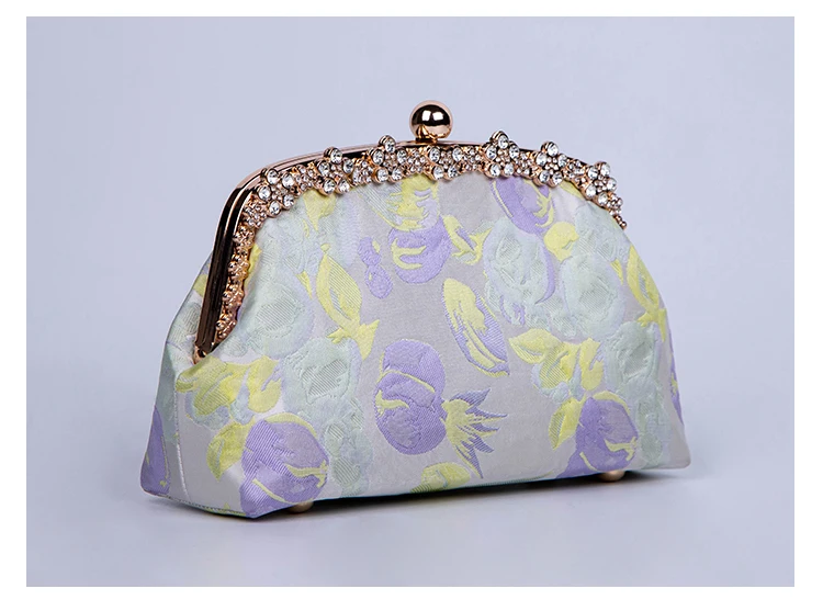 2021 New Arrival Floral Luxury Diamond Vintage Handmade Fabric Needlework Material Kit Set Mouth Gold Brand Frame Women Handbag
