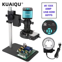 4K 48MP HDMI USB 60FPS Monocular Video Microscope Sets 38MP/16MP/13MP/8MP Digital Camera Lens 130X LED Light  Repair Phone Solde 1