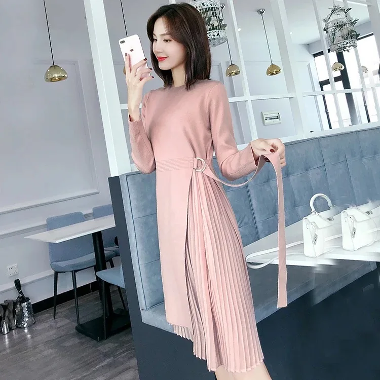 Moms Party knitted maternity clothes maternity dresses pregnancy clothes for Pregnant Women nursing dress Breastfeeding Dresses - Цвет: Pink Breastfeeding
