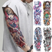 

Large Arm Sleeve Tattoo Japanese Prajna Carp Dragon Waterproof Temporary Tatto Sticker God Body Art Full Fake Tatoo Women Men