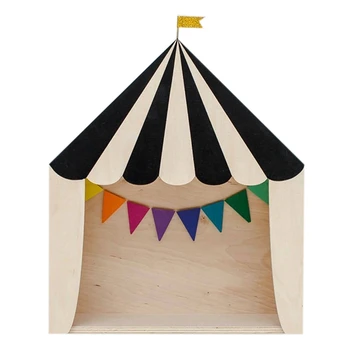 

Ins Circus Wood House Storage Shelves Handmade Kids Bookends Wooden Ornaments Children Room Decoration Organization Wall Shelf B