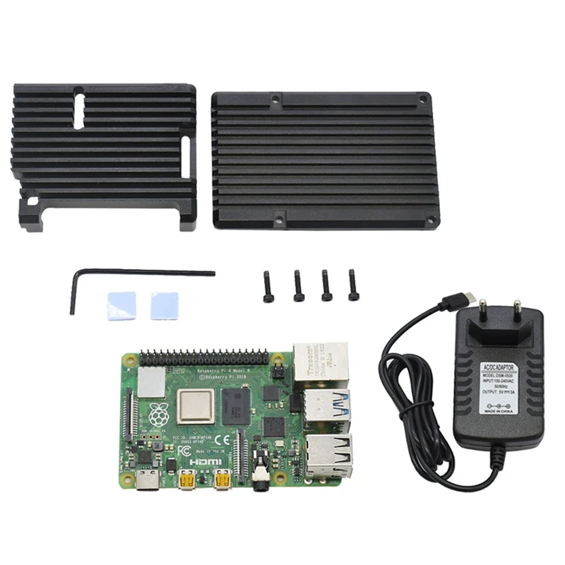 

for Raspberry Pi 4B 2G RAM DIY Kit Support 2.4 / 5.0 GHz WIFI Bluetooth 5.0 with Aluminum CNC Alloy Protective Black Case 5V 3A