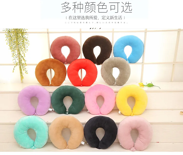 Factory Price Multi-color Flannelette Neck Pillow Solid Color U-SHAPE Pillow Gift Customization Pp Cotton Support Customization