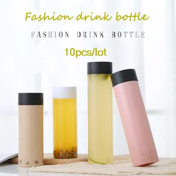 

10pcs Beverage Bottle Fresh Juice Plastic Bottle Tea Milk Drink Cup Water Bottle Hydro Flask Outdoor Sport Travel Camping Bottle