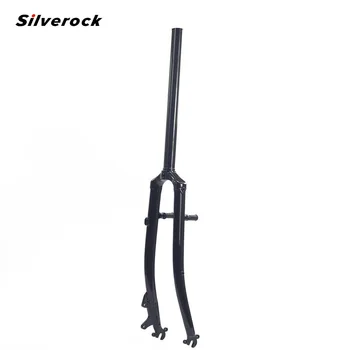 

SILVEROCK Chrome Steel Touring Bike 700C Rigid Fork 1 inch 25.4mm 1" Disc V Brake Threadless Lug Classic Road Bicycle Fork Black