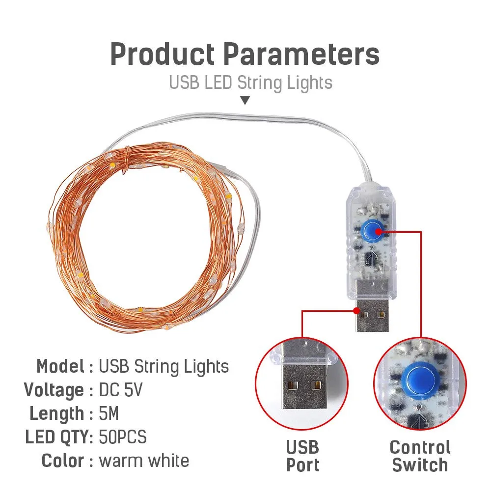 LED String Lights LED Lights String Lights 1/2/5/10M Copper Wire LED String Lights For Party Decoration
