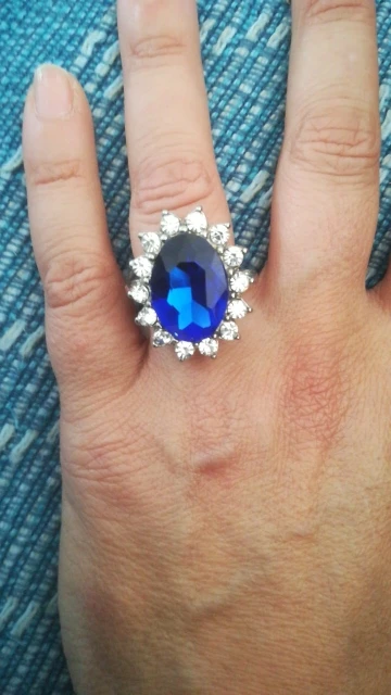 Женское Обручальное кольцо обручальное с синим кристаллом и фианитом|ring blue|princess