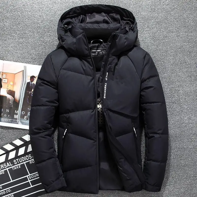 Зимняя мужская куртка качественное теплое плотное пальто Зимняя черная Парка мужская теплая верхняя одежда белая куртка на утином пуху Мужская 3067