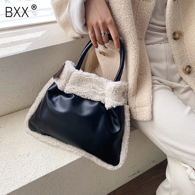 

[BXX] High Capacity Faux Fur Shoulder Bags For Women 2020 Winter Warm Crossbody Messenger Bag Female Travel Handbags Totes HJ316