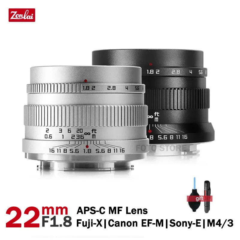 Объектив Zonlai 22 мм F1.8 MF Prime для Fuji X Sony E M4/3 Canon APS-C EOS M mount объектив беззеркальной