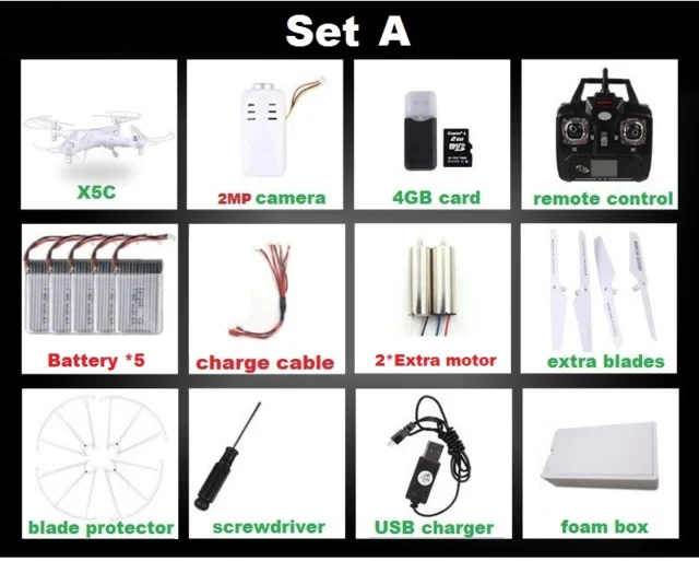 SetA X5C 2MP 5B 2M F SYMA X5C(обновление версии) Дрон Квадрокоптер с дистанционным управлением 6-Axis Дистанционное Управление вертолет Дрон с 2MP HD Камера или X5 дрона с дистанционным управлением без Камера - Цвет: SetA X5C 2MP 5B 2M F