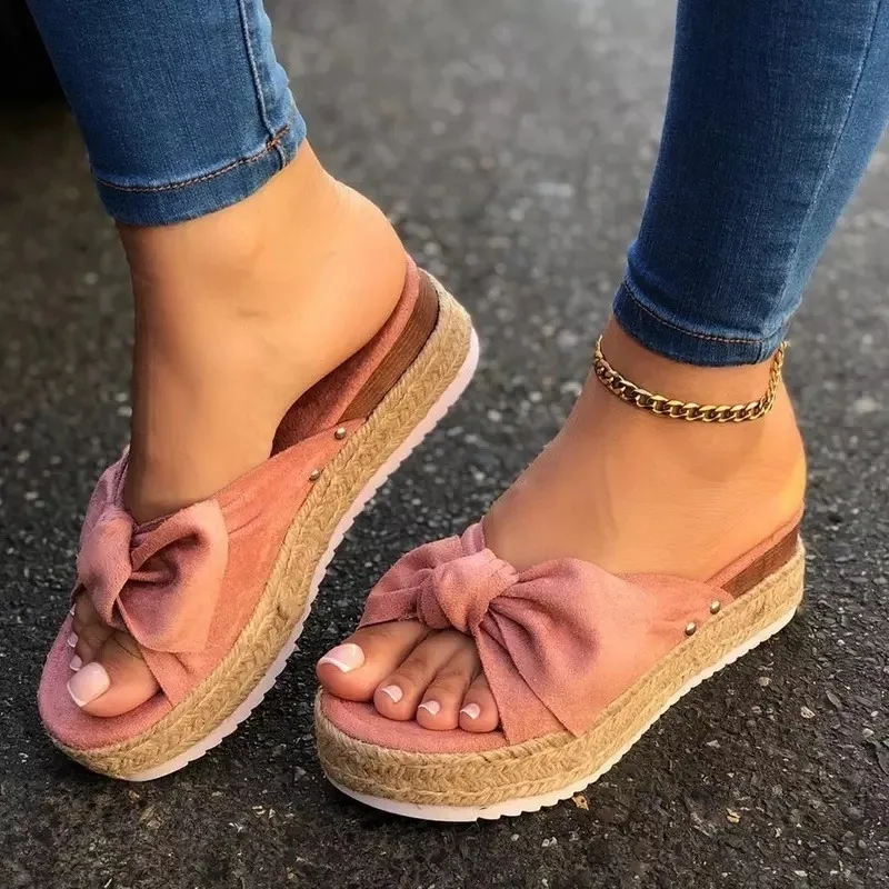 DZQQ Sandalias de Mujer Zapatos de Mujer Tejido elástico Slip On Peep Toe Cuñas Calzado Sandalias de Plataforma de Verano Zapatillas de Deporte Casuales para Mujer 