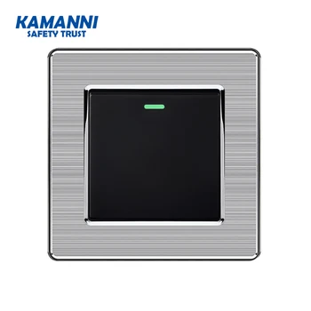 

Kamanni Push Button Wall Light Switch 1/2/3/4 Gang 1/2 Way Silver Stainless Steel Panel Luminous Fluorescent Stripe EU Standard