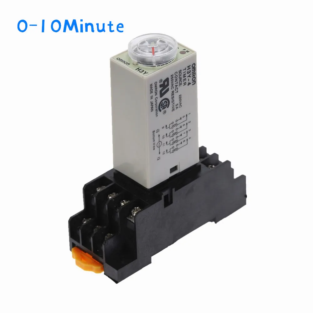 

1pcs H3Y-4 Delay Timer Time Relay AC220V 110V/DC12V 24V 0-10 Minute 14 Pin with Base