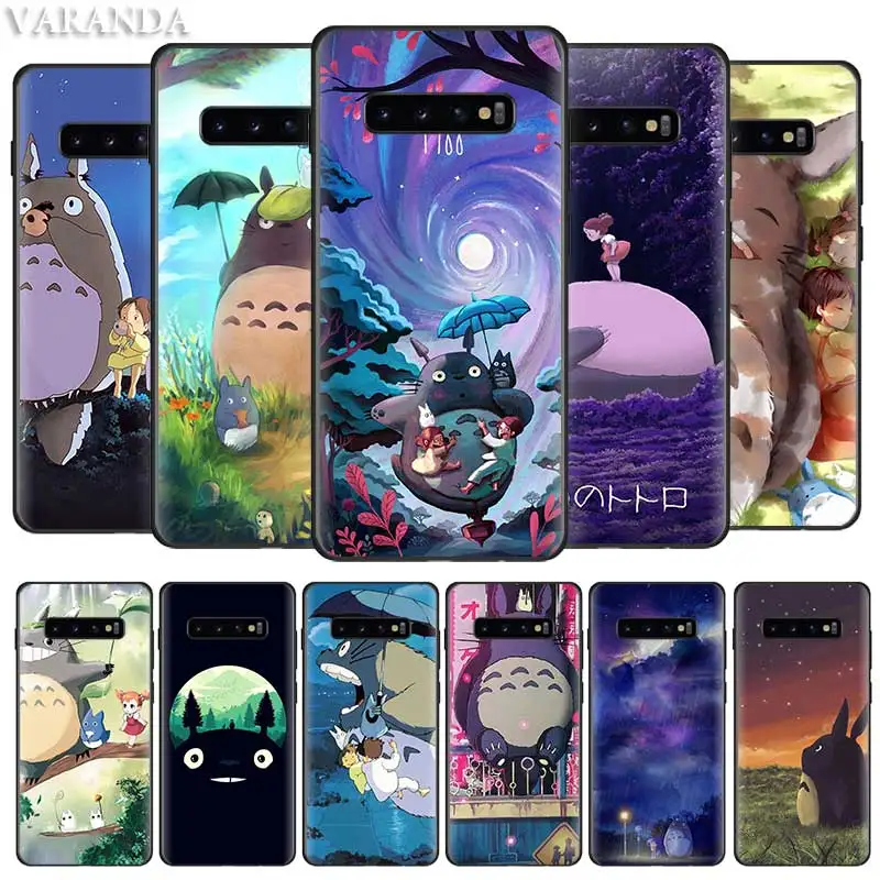 

Studio Ghibli Spirited Totoro Case for Samsung Note 10 8 9 S10 5G S10e S9 S8 S7 Plus S7Edge Black Silicone Cover Coque Fall