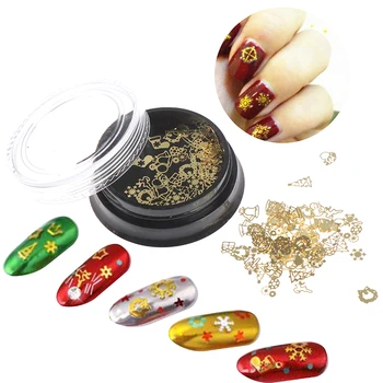 

1box Metal 3D Christmas DIY Decorations Nail Art Decals Sticker Manicure Decoration Sequins Nail Art Glitters Slices