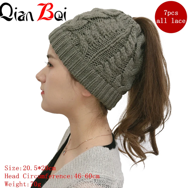 QianBei,, 7 шт./партия, женские тянущиеся вязаные вязанные крючком шапки, зимние шапки для женщин, шапки, теплые женские шапки