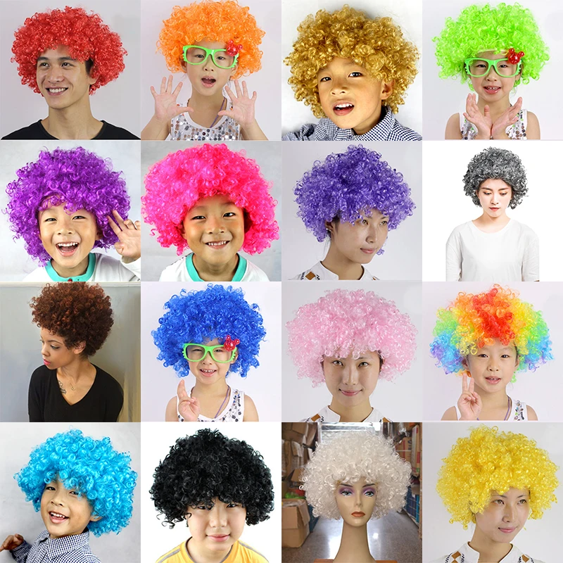 New Dress up Birthday Party Decoration Carnival Christmas Explosion Styles Wigs Curly Hair Football Fans Party Hats Headwear