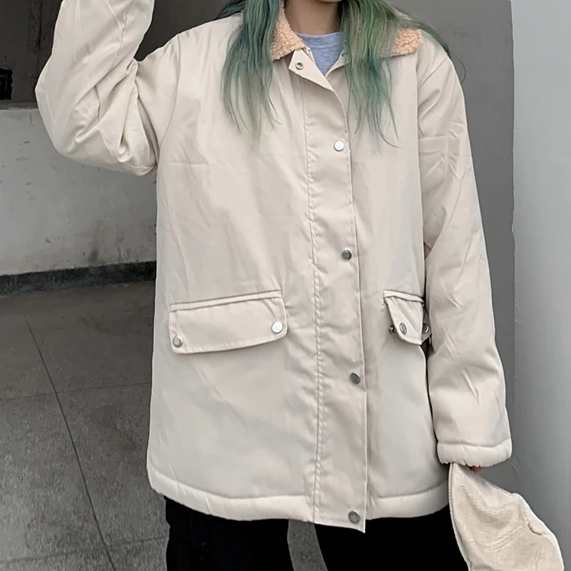 Women Winter Jacket Patchwork Overcoat Thick Outwear Oversize Coats Loose Parkas Warm Streetwear Fashion Faux Fur Bomber Jackets