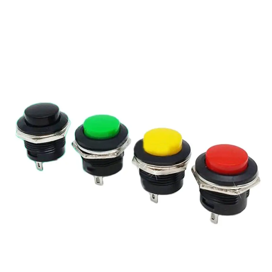 

10pcs R13-507 Reset Switch Push Button 2 Pins Round Key Non Self Locking Switches 3A 250V AC/ 6A25V AC Wholesale