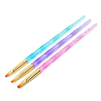 

3 Nail Brush Flat Phototherapy Pen French Phototherapy Fingernail Gel Extension Generator Crystal Glitter Nail Manicure Tool