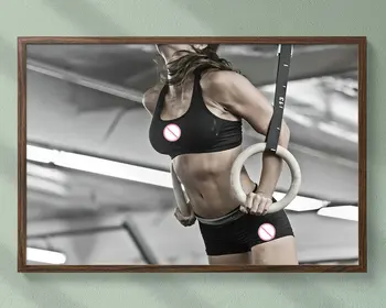 

0117J The Rings Training Fitness Bodybuilding Women Sexy Beautiful Strong Wall Sticker Silk Poster Art Home Decoration