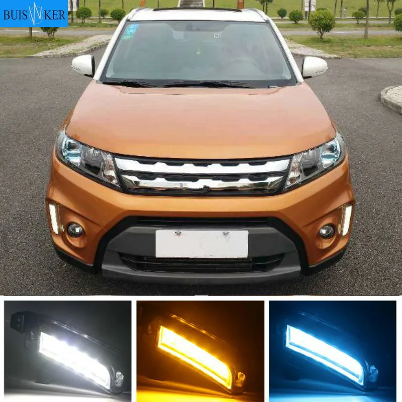 

2 шт Автомобильный светодиодный дневной светильник DRL Противотуманные лампы с желтым сигналом поворота для Suzuki Vitara 2015 2016 2017 2018 2019 2020