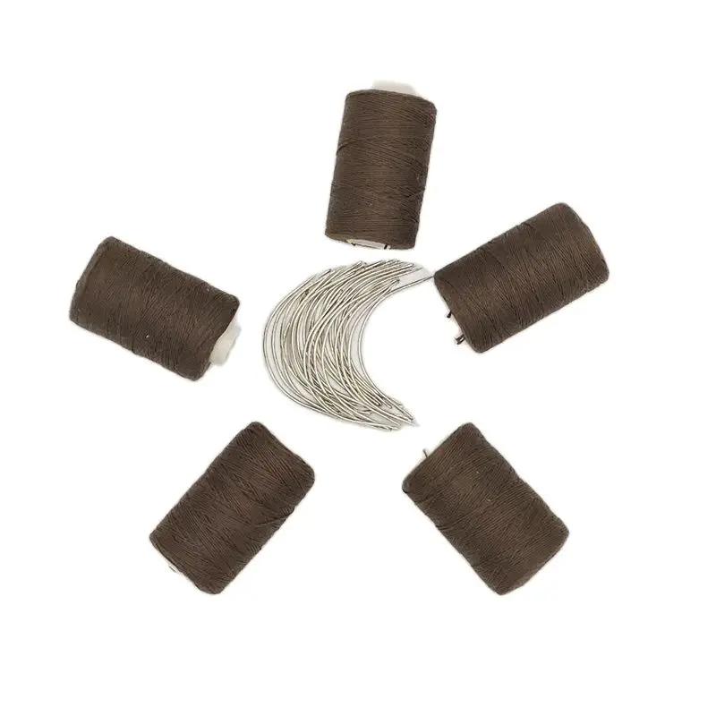Lace Wig Needles Thread needle kit 25 pcs C curved needle 5 rolls BLACK Hair Weaving Thread Cotton Sewing