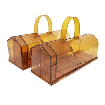 

1pc Plastic Mouse Trap Household Reusable Rat Catcher Mouse Catching Cage Pest Mousetrap Cage for Home (Brown)