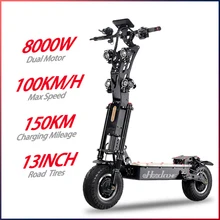 HOODAX 80-100KM/H Max Speed Adults Electric Scooter 8000W  Dual Motors 120-150KM Mileage 13Inch Offroad Tire Two Wheel E Scooter