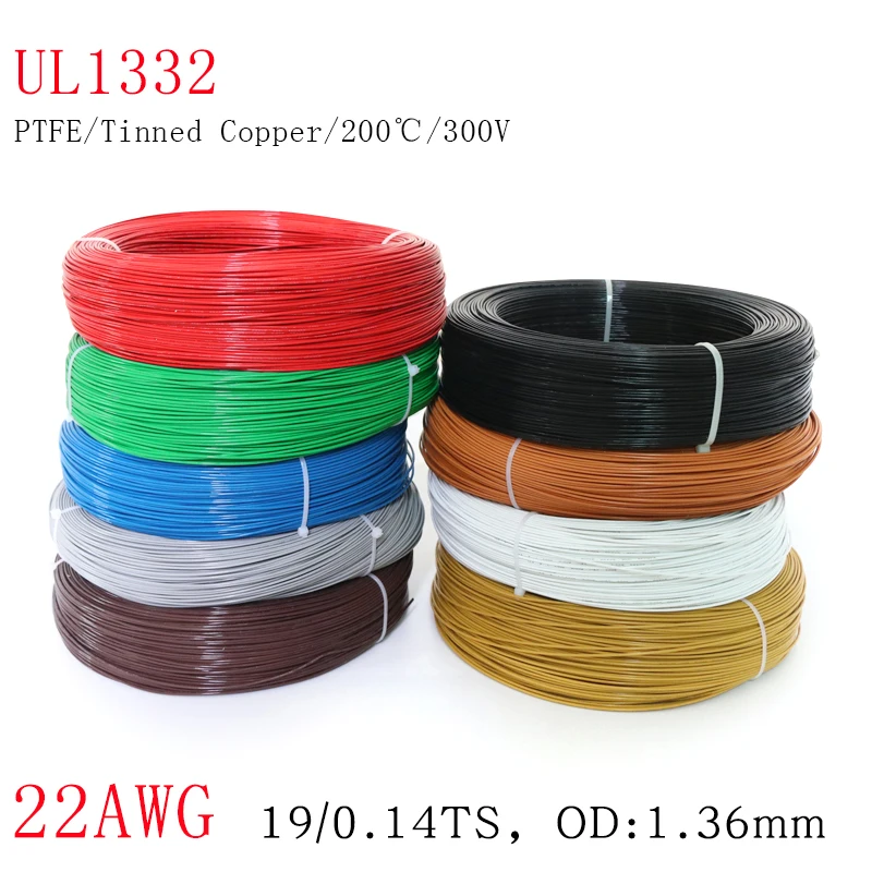 22AWG UL1332 PTFE провод 1 метр FEP пластик изолированный высокотемпературный электронный