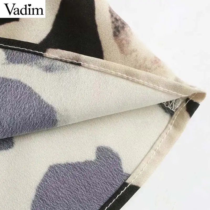 Vadim, женское стильное платье миди с принтом, животный узор, длинный рукав, прямой стиль, женские модные повседневные платья, vestidos QD104