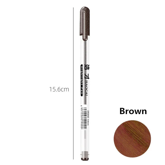 Brown Glitter 8 цветов, блестящий маркер, ручка для офиса, школы, Канцтовары, краска, золотой маркер, Aritist, художественный Рисунок, граффити, Студенческая ручка для письма - Цвет: Brown Glitter