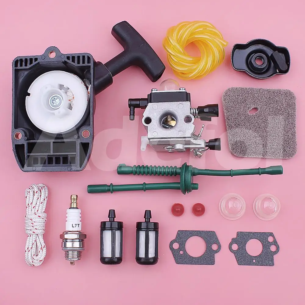 Recoil Pull Starter w карбюратор комплект для Stihl FS80 FS85 FS75 бензопила 41401200619,41401242800 воздушный шланг топливного фильтра обратный клапан