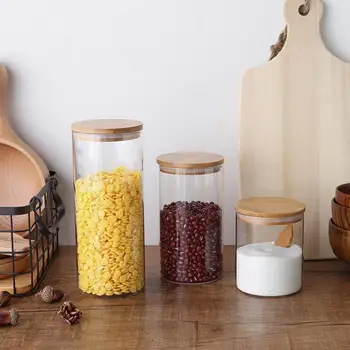 

Glass Sealing Food Storage Box Kitchen Food Preservation Refrigeration Grain Sugar Nuts Fresh Pot Container 450/650/950ml