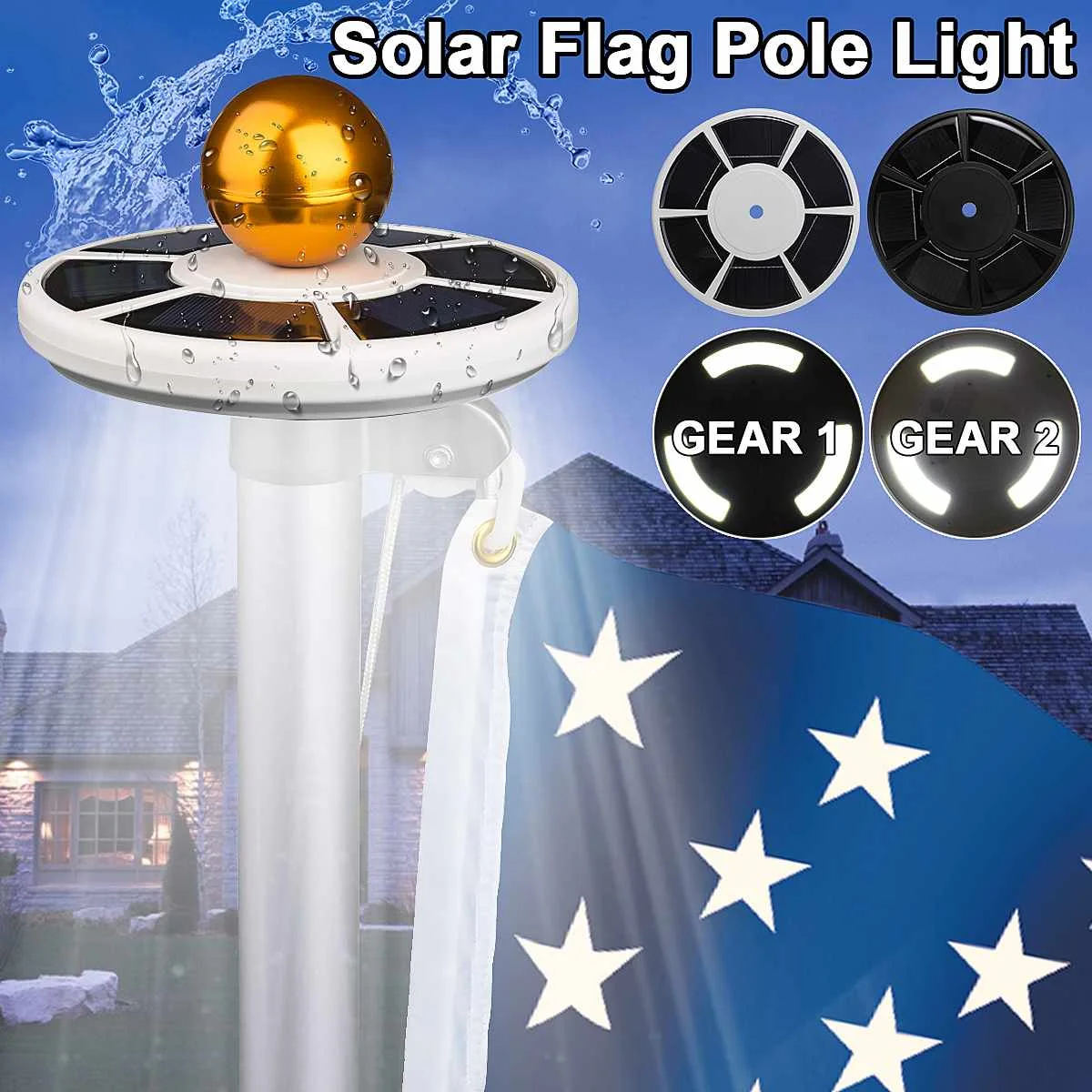 

111 LED Solar Flag Pole Lights Outdoor Downlight Waterproof Flagpole Lamp Solar Umbrella Light Downlight Lighting