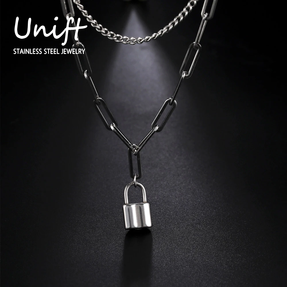 Collana Lucchetto Punk Con Ciondolo A Forma Di Chiave E Lucchetto - Girocollo Regolabile In Lega Oro, Gioielli Originali Per Donne E Ragazze - 5
