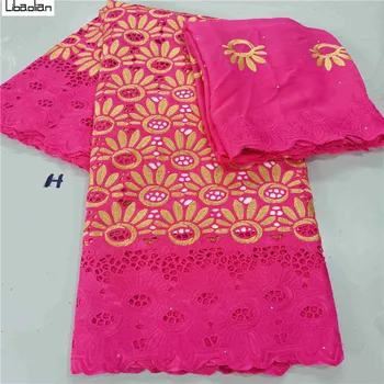 

Fuchsia African Net Lace Fabric Swiss voile Pretty Punch Embroidery 100%Cotton Swiss voile lace For Women Dress 5+2yards G28-29