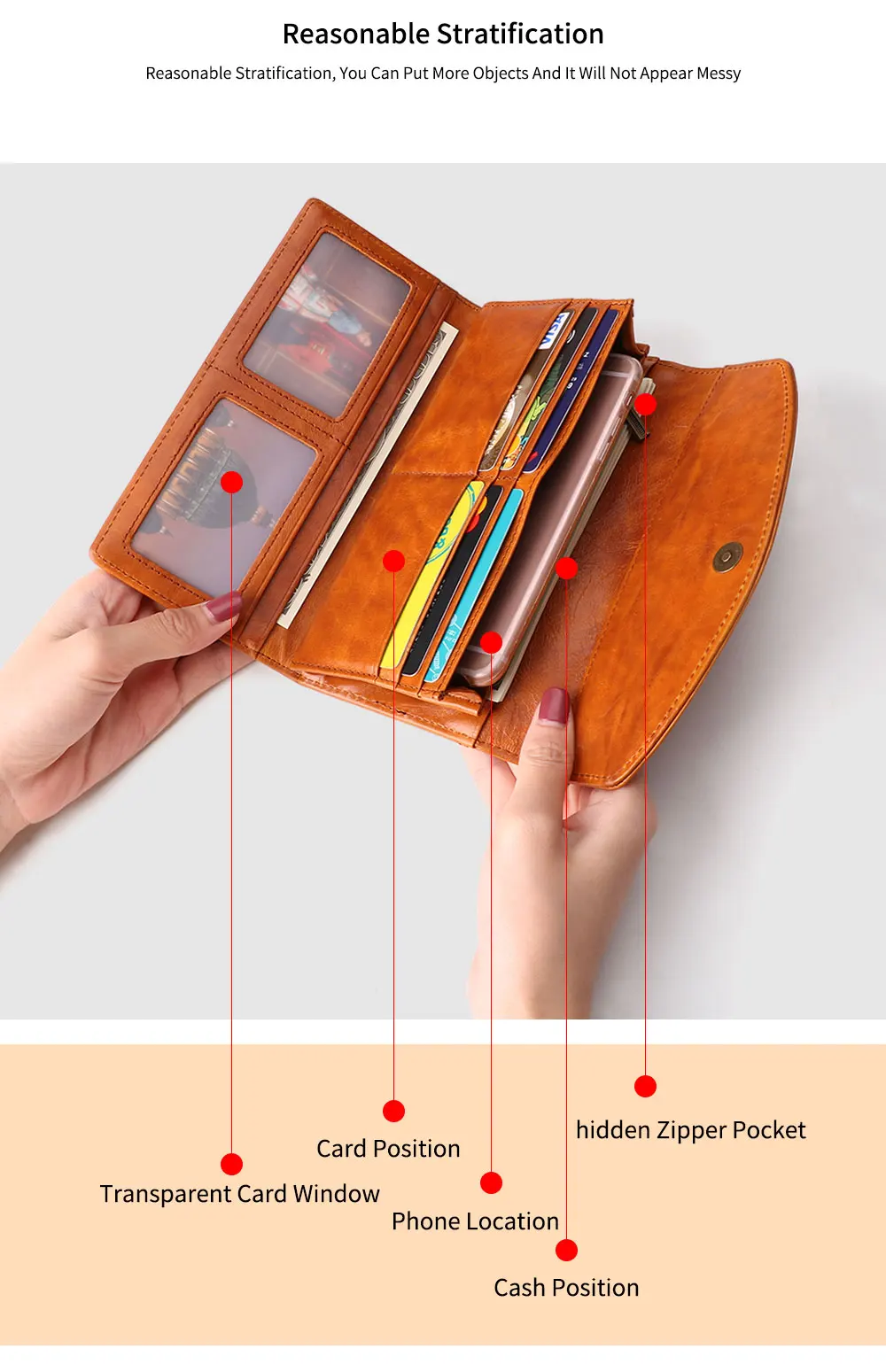 JOYIR, женские кошельки из натуральной кожи, RFID клатч, кошелек для женщин, женский кошелек, держатель для карт, отделение для монет, телефона, Длинные кошельки, удобные