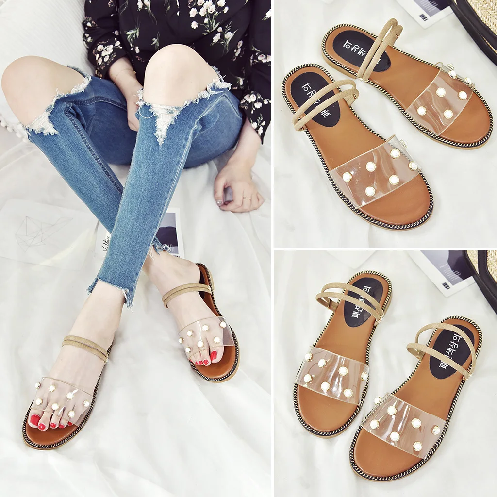 

Sandals 2018 New Style Women's Summer Korean-style Versatile Transparent High Heel Shoes Straight-line Buckle Hallow Students Pe