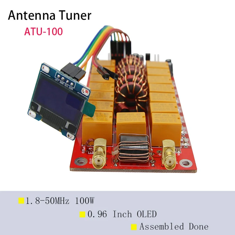 ATU 100 автоматический тюнер антенны 1 8 50 МГц 100W/0 96 дюйма OLED Дисплей готовой платы в