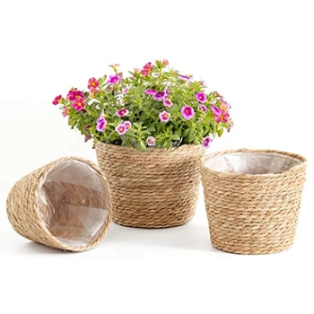 

Flowerpot Indoor and Outdoor Flowerpot 3 Piece Seaweed Plant Basket Garden Decoration Flowerpot Set