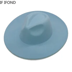 Classic Women's Hat Big Wide Brim 9.5CM Jazz Fedora Caps All-match Solid Color Casual Formal Church Felt Hat