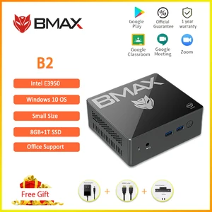 BMAX – Mini PC B2, Intel Celeron E3950 dual Core, 8 go de RAM, 128 go de SSD, 256 go, ordinateur de bureau, Windows 10, HDMI USB-C