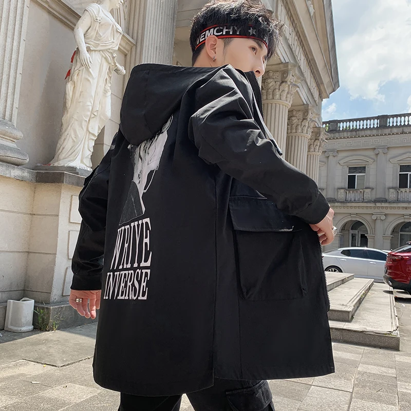 Gabardina con capucha para hombre, rompevientos, chaquetas de estilo masculino, ropa de retales, M-3XL, Primavera/otoño, novedad de 2021
